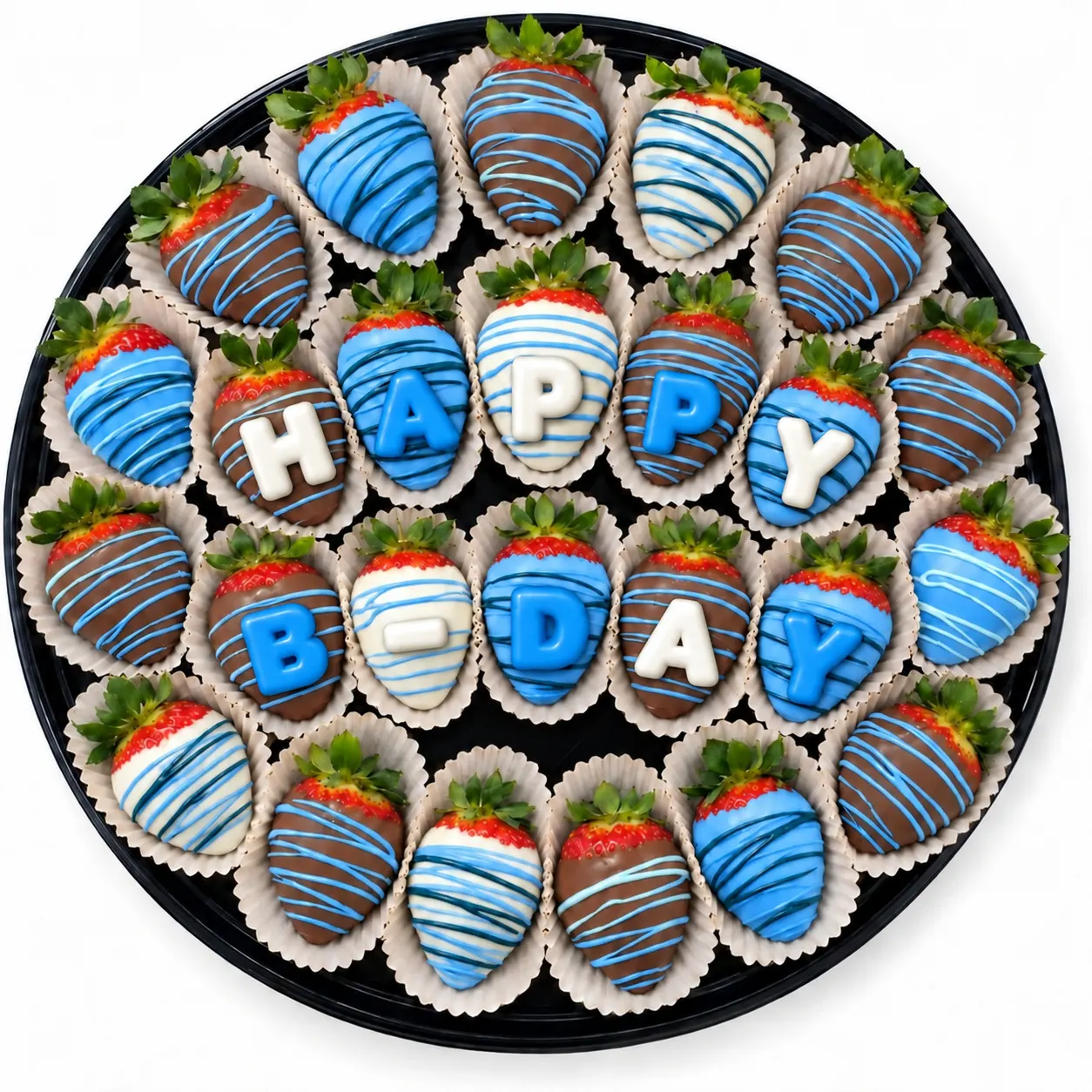 Blue Birthday Chocolate Strawberries — Large