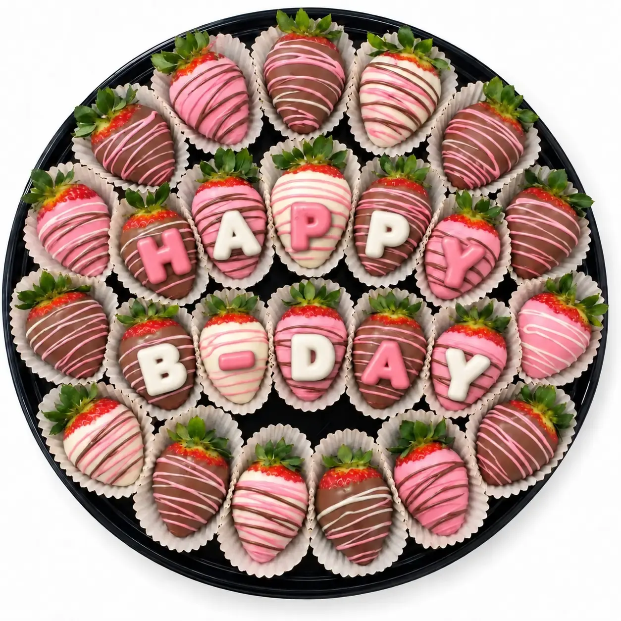 Pink Birthday Chocolate Strawberries — Large