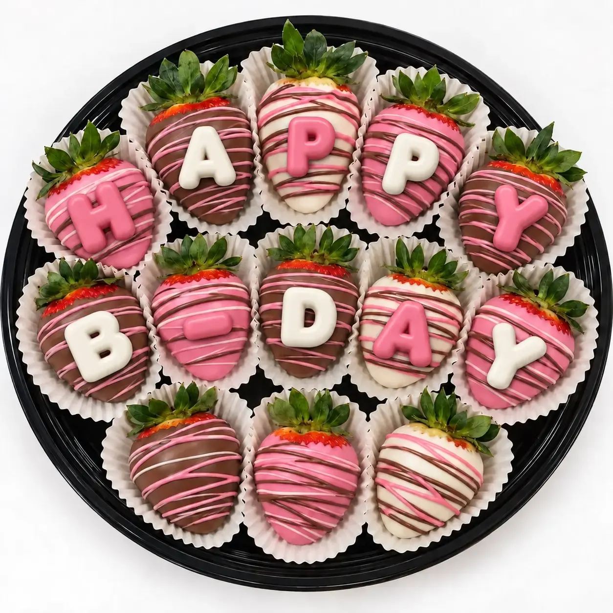 Pink Birthday Chocolate Strawberries — Medium