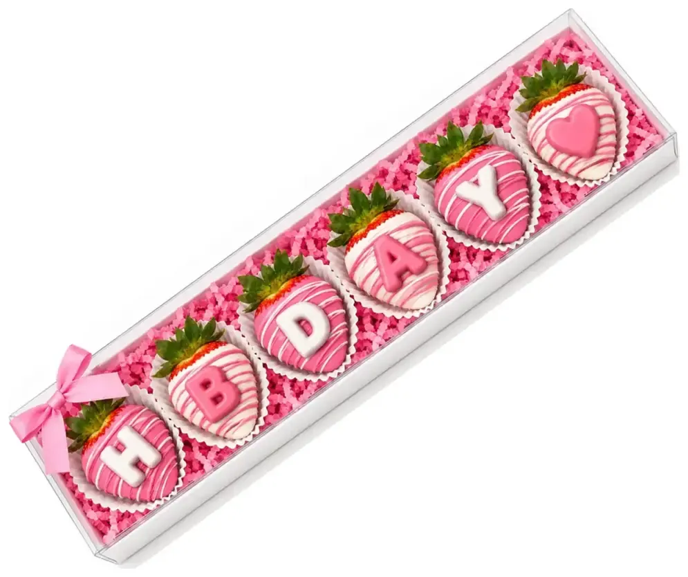 Pink Birthday Chocolate Strawberries